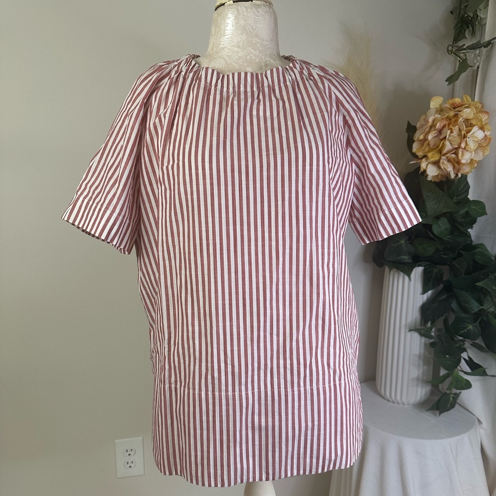 Slowear by Glanshirt Red and White Striped Short Sleeve Shirt SZ 42 NWT B0410 B4